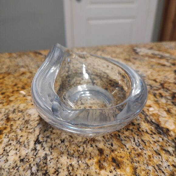 VTG Signed Val St. Lambert France Wave Crystal Clear Ashtray Trinket Dish - Picture 3 of 15